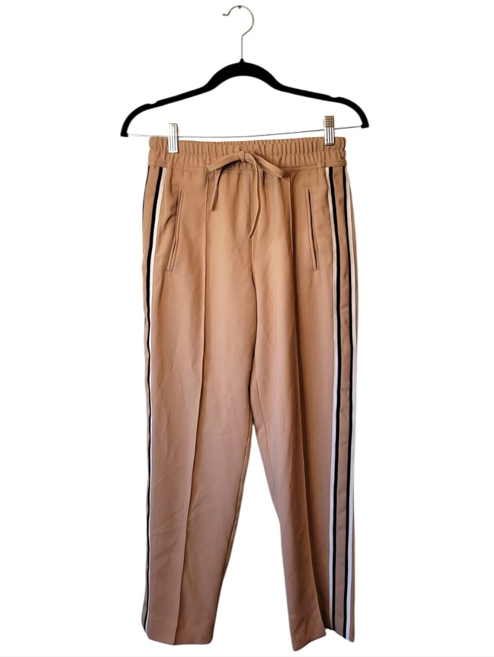 Reiss Tan Tre Taper Track Pants with Side Stripes Size US 2